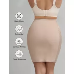 Mujer Faja inconsútil con encaje de talle alto sculpting control de barriga medio slip