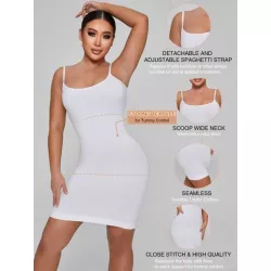 Vestido slip faja control de barriga suave y ligero correas de espagueti desmontables y ajustables