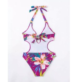 Bañador una pieza con estampado floral con abertura halter