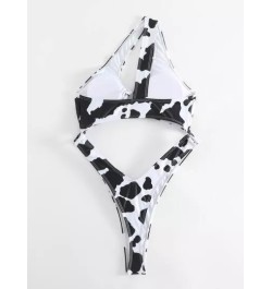 Bañador una pieza con estampado de vaca con abertura de un hombro