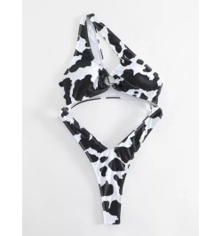 Bañador una pieza con estampado de vaca con abertura de un hombro