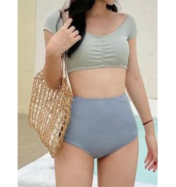 de mujeres de talle alto unicolor Bikini con apartado Top con Bottom , sexy de hombros descubiertos estilo