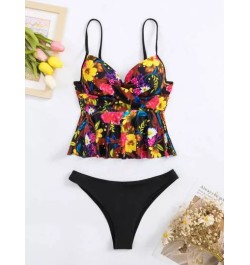 Bañador bikini push up con estampado floral bajo con fruncido