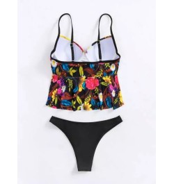 Bañador bikini push up con estampado floral bajo con fruncido