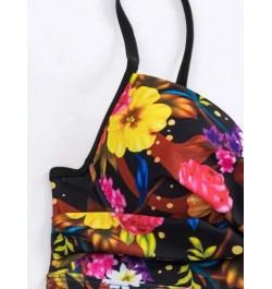 Bañador bikini push up con estampado floral bajo con fruncido