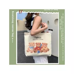 Bolsa de compras con estampado de oso de dibujos animados