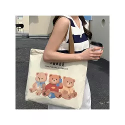 Bolsa de compras con estampado de oso de dibujos animados