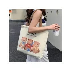 Bolsa de compras con estampado de oso de dibujos animados