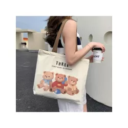 Bolsa de compras con estampado de oso de dibujos animados