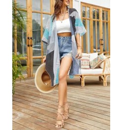 Kimono con estampado de rayas