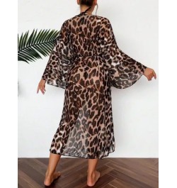 Kimono con estampado de leopardo bajo asimétrico