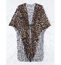 Kimono con estampado de leopardo bajo asimétrico