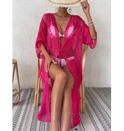 Kimono con bordado floral de malla