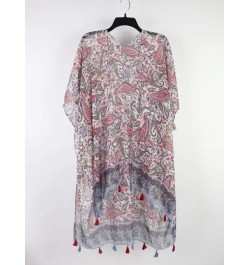 1 pieza de mujeres multicolor paisley con estampado con flecos Kimono playa Cover up