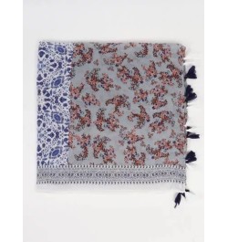 1 pieza de mujeres multicolor con estampado con flecos playa Cover up , estilo japones artístico porcelana azul y blanco floral