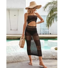 VCAY Vestido cover up con abertura de espalda abierta con cordón sin set bikini