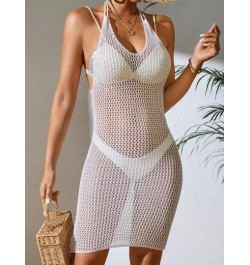 Vestido cover up con abertura de cuello halter de espalda abierta sin set bikini