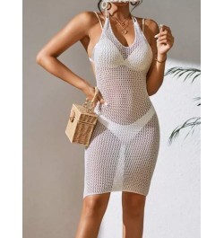 Vestido cover up con abertura de cuello halter de espalda abierta sin set bikini