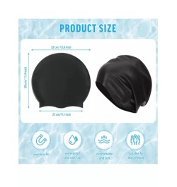 Gorro de natación para cabello largo - Gorro de natación extra grande - Gorro de natación de silicona impermeable para mujeres,