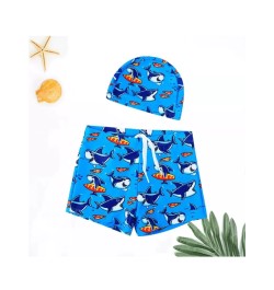 2 piezas/set verano de niños con dibujos animados Gorro de natación con shorts de natación , Trajes de baño Set