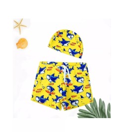 2 piezas/set verano de niños con dibujos animados Gorro de natación con shorts de natación , Trajes de baño Set