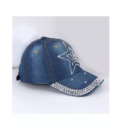 1 pieza mezclilla & con diamante de imitación & con diseño de estrella Gorra de béisbol de malla Sombrero de camionero