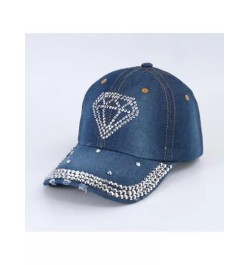 1 pieza mezclilla & con diamante de imitación tachuela en forma de diamante Gorra de béisbol , red Gorra