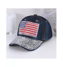 1 pieza Gorra de béisbol mezclilla & con diamante de imitación con retazo con de malla trasero