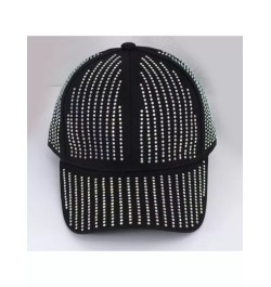 elegante diamante de imitación completo & negro Tachuelas con retazo Gorra de béisbol de malla Sombrero