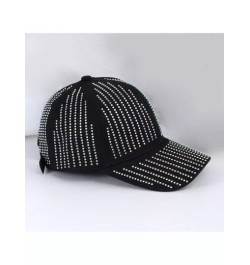 elegante diamante de imitación completo & negro Tachuelas con retazo Gorra de béisbol de malla Sombrero