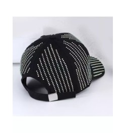 elegante diamante de imitación completo & negro Tachuelas con retazo Gorra de béisbol de malla Sombrero