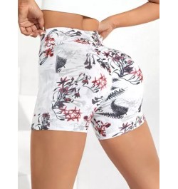 Shorts deportivos con estampado floral de cintura ancha con bolsillo para teléfono