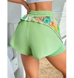 Shorts deportivos con estampado de mariposa de cintura con cordón 2 en 1