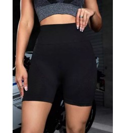 Shorts biker inconsútil de cintura ancha