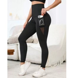 Leggings deportivos de malla control de barriga con bolsillo para teléfono