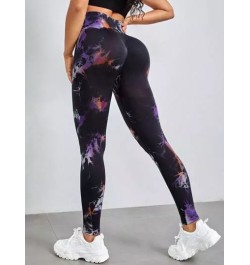 Leggings deportivos de tie dye de cintura ancha