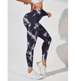 Leggings deportivos de tie dye de cintura ancha