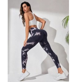 Leggings deportivos de tie dye de cintura ancha