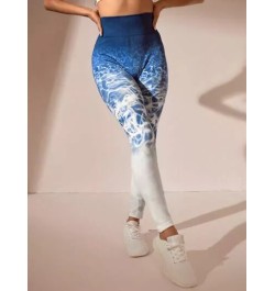 Leggings deportivos de tie dye de cintura ancha con puntada