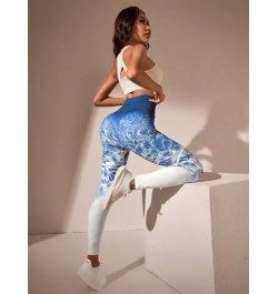 Leggings deportivos de tie dye de cintura ancha con puntada