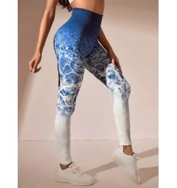 Leggings deportivos de tie dye de cintura ancha con puntada