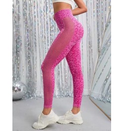 Leggings deportivos con estampado de leopardo de cintura ancha con abertura