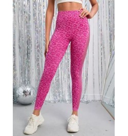 Leggings deportivos con estampado de leopardo de cintura ancha con abertura