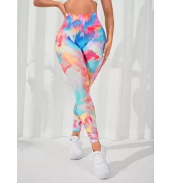 Leggings deportivos de tie dye de cintura ancha