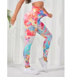 Leggings deportivos de tie dye de cintura ancha