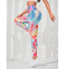 Leggings deportivos de tie dye de cintura ancha