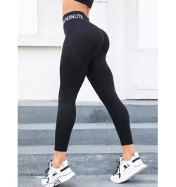 Leggings deportivos con estampado de letra de cintura ancha