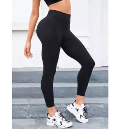 Leggings deportivos con estampado de letra de cintura ancha