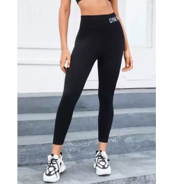 Leggings deportivos con estampado de letra de cintura ancha