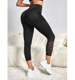 Leggings deportivos con abertura con bolsillo de móvil lateral de cintura ancha